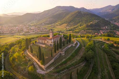 Aerial view of the Franciacorta countryside, Lombardy, Italy photo