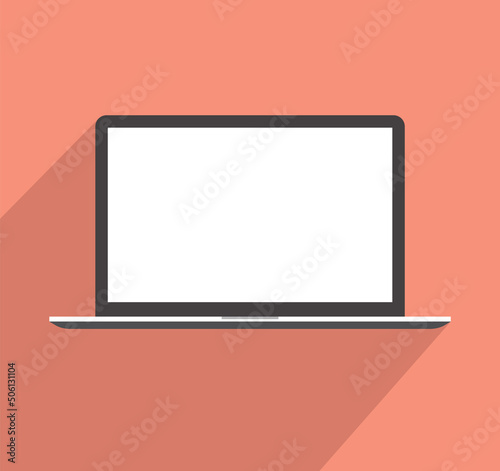 Minimal Laptop Illustration Isolated Technology Modern Device Blank Display Flat Icon Vector Mockup Template