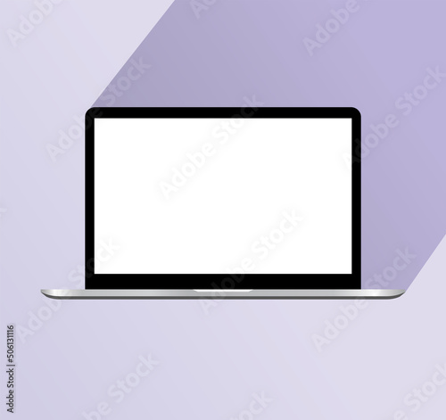 Realistic Silver Glossy Slim Laptop Illustration Pc Display Technology Modern Device Digital Notebook Office Business Presentation Showcase Flat Icon Template