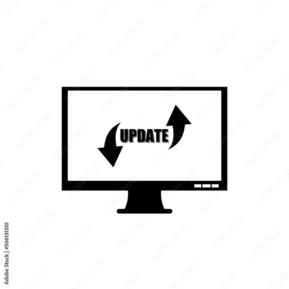 Computer monitor update process icon isolated on white background Computer monitor update process icon isolated on white background