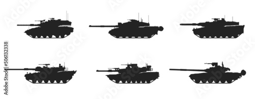 tank icon set. weapon, war and army symbol. isolated vector image for military web design