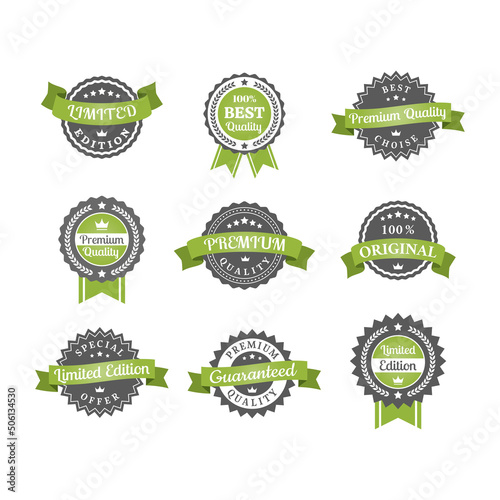 Premium quality and limited edition label set. Original product, best choice vector ribbon banner badges.