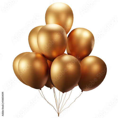 golden balloons isolated on white