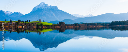 Lake with mountains and landscape in the Allgäu photo