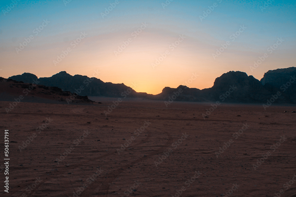 Sunset in Wadi Rum desert