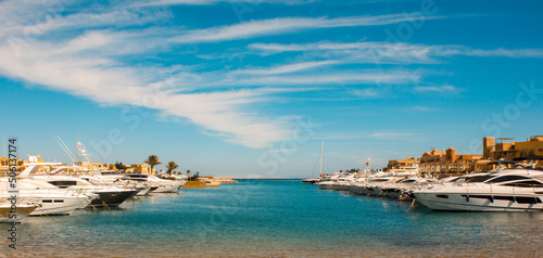 Port with yachts at the marina