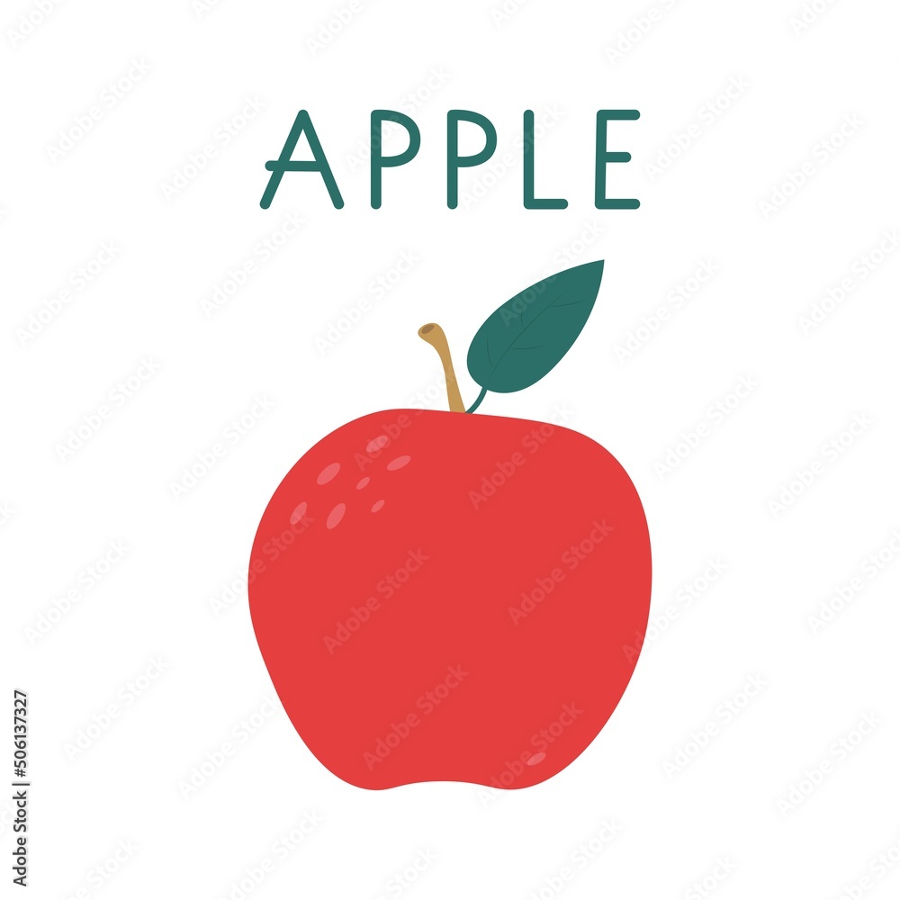 Fototapeta premium Cartoon apple isolated on white background