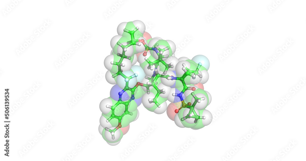 Voxilaprevir, Hepatitis C drug, 3D molecule Voxilaprevir, Hepatitis C drug, 3D molecule