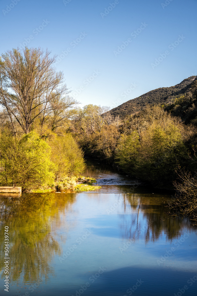 River Virdoule on a sunny spring afternoon near Sauve, Gard, South of France