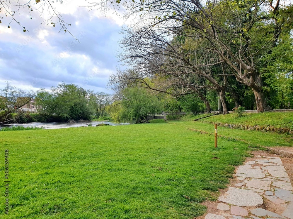 Fototapeta premium Río Umia en Caldas de Reis, Galicia