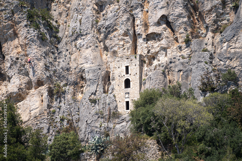 Cliffside of Marjan Park in Split, Croatia  for rock climbing 