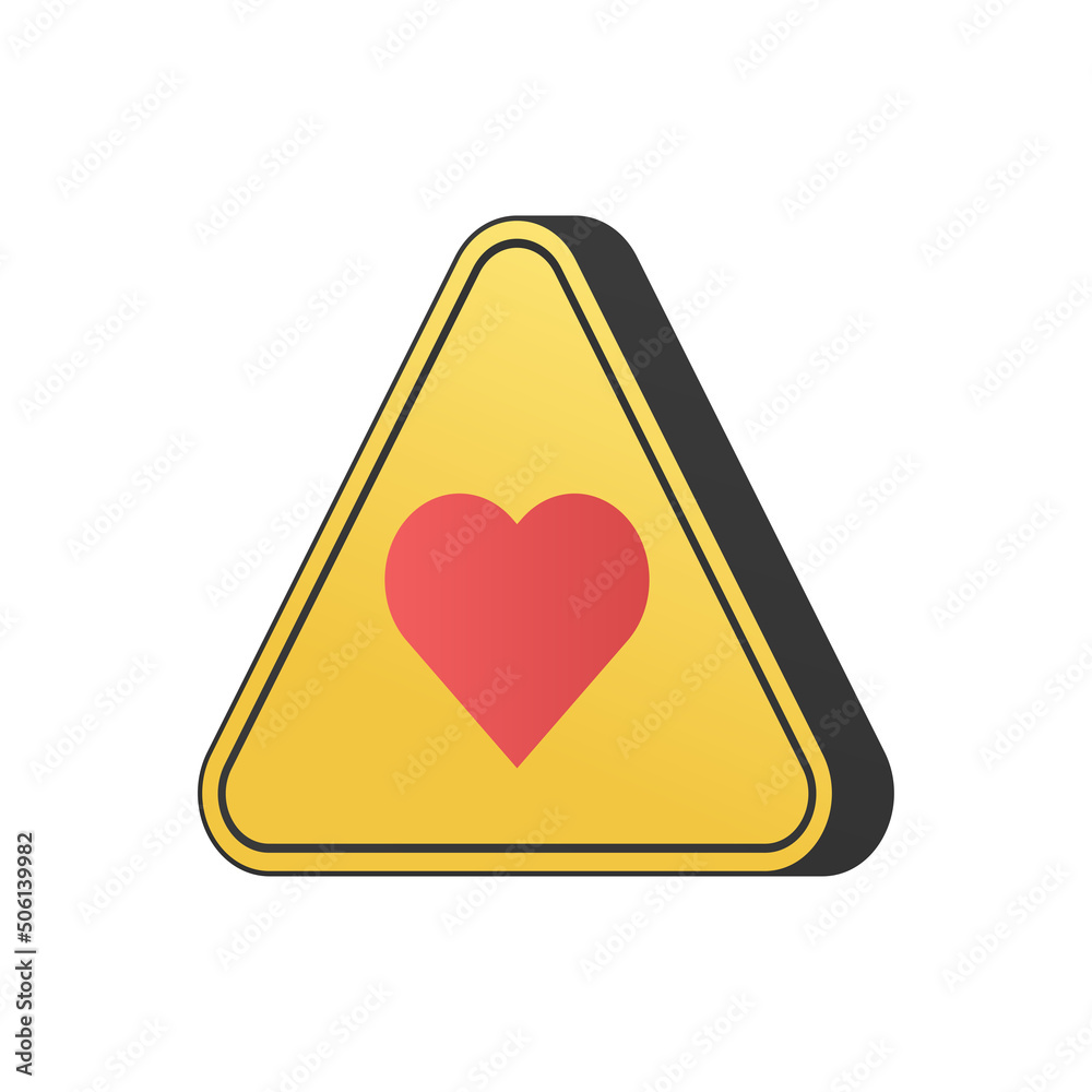 warning sign, attention sign, love sign, be careful you will be surrounded by love, 3d rendering, isolated warning sign, attention sign, love sign, be careful you will be surrounded by love, 3d rendering, isolated