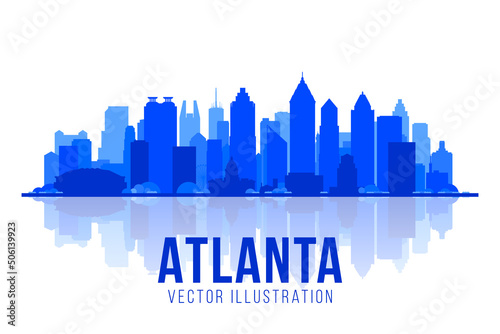 Atlanta (Georgia ) city silhouette skyline vector background. Flat trendy illustration. Business travel and tourism concept with modern buildings. Image for presentation, banner, web site.