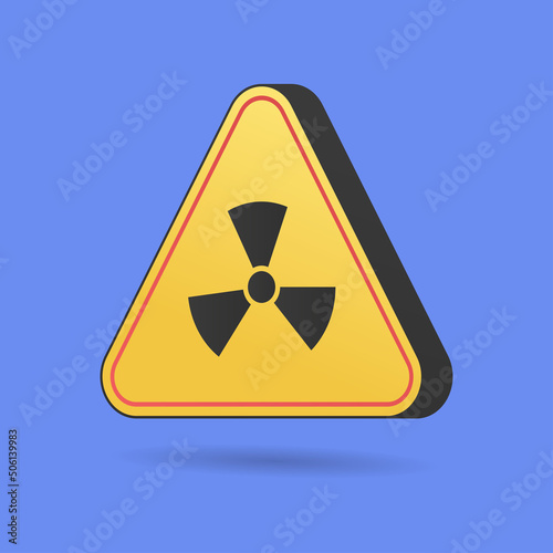 caution high radiation, warning sign, yellow triangle, 3d rendering