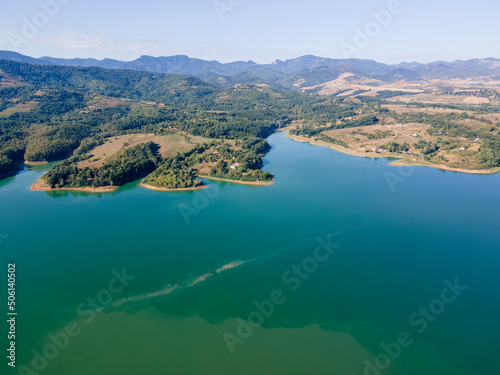 Fototapeta Naklejka Na Ścianę i Meble -  Aerial view of Sopot Reservoir,  Bulgaria