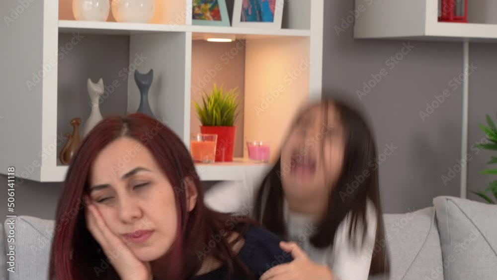Mother fed up with naughty boy.
The child who is not comfortable at home pulls his mother. The angry mother is fed up with him. It infuriates her mother.
