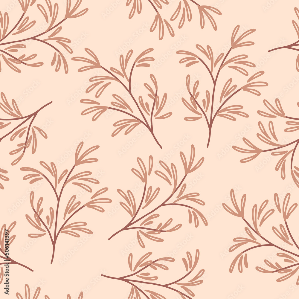 Leaves in Scandinavian style seamless pattern. Vector illustration for fabric design, gift paper, baby clothes, textiles, cards. Leaves in Scandinavian style seamless pattern. Vector illustration for fabric design, gift paper, baby clothes, textiles, cards.
