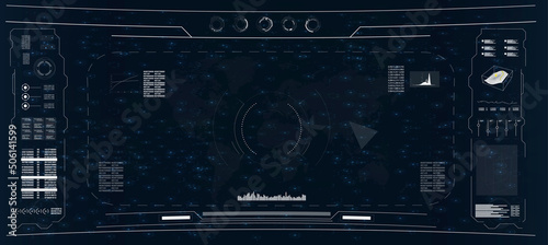 Radar screen.HUD. Hi-tech futuristic display. 