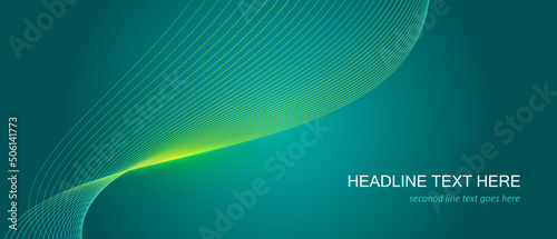 Abstract Green Background Template Vector, Green Background with Beautiful Wave Design