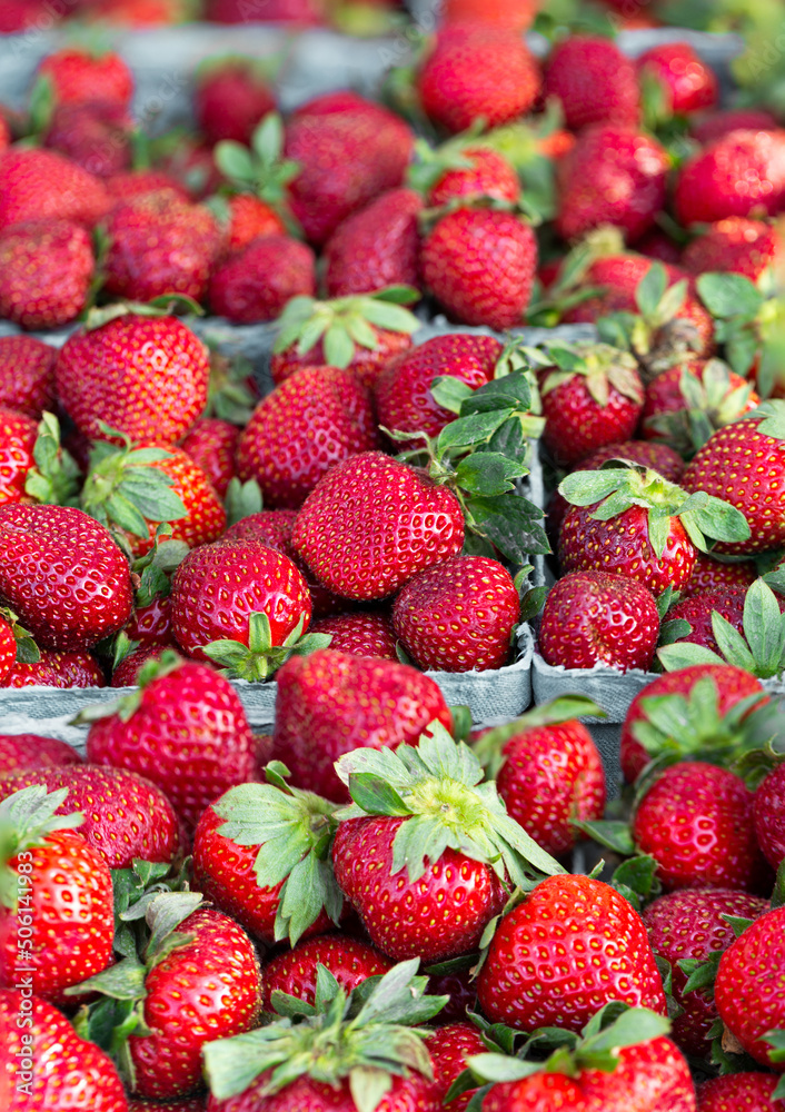 Fresh strawberries at a farmer's market Fresh strawberries at a farmer's market