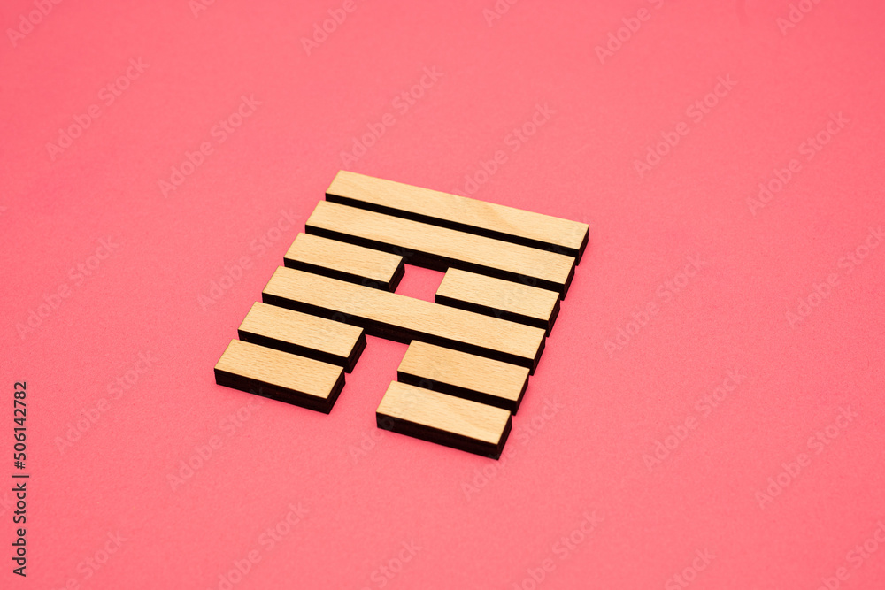 Gene Key 53 wood hexagram i ching on pink background Gene Key 53 wood hexagram i ching on pink background