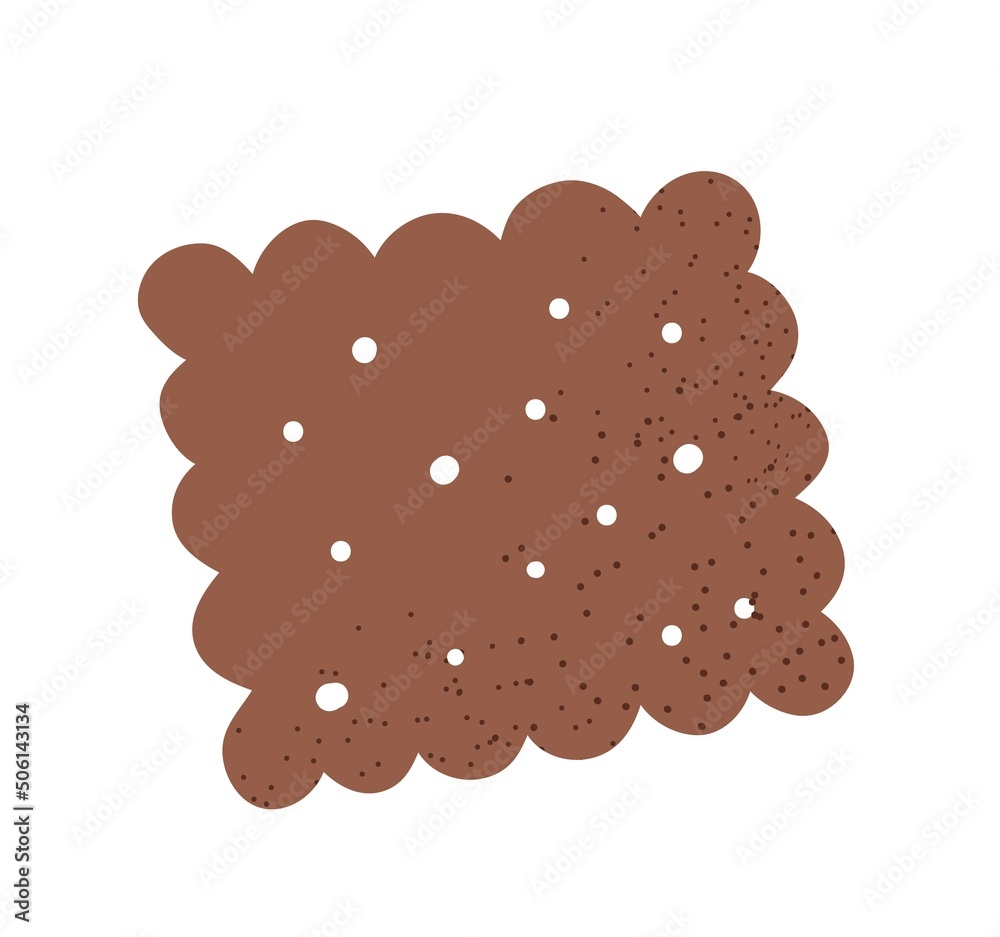 Colorful food sticker. Icon with delicious chocolate cookies. Sweet pastries or dessert with sugar. Harmful snack. Design for packaging. Cartoon flat vector illustration isolated on white background Colorful food sticker. Icon with delicious chocolate cookies. Sweet pastries or dessert with sugar. Harmful snack. Design for packaging. Cartoon flat vector illustration isolated on white background