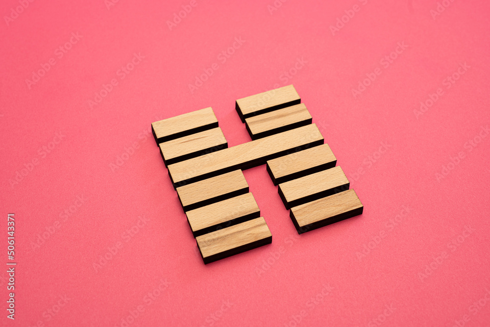 Gene Key 16 Hexagram wood i ching on pink background Gene Key 16 Hexagram wood i ching on pink background