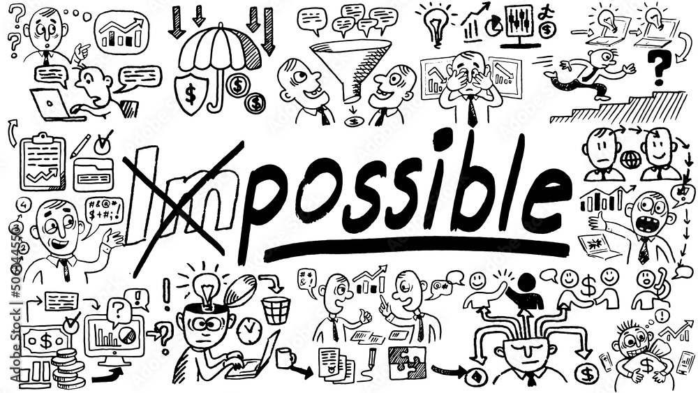 Business words and phrases typography doodle graphic with concept icons and symbols Business words and phrases typography doodle graphic with concept icons and symbols