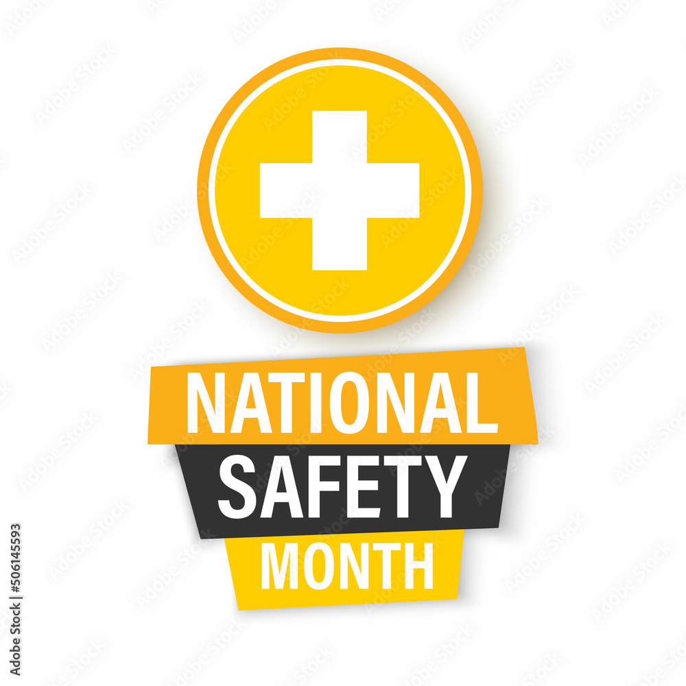Fototapeta premium National Safety Month in June. Security concept. Background, poster, card, banner vector illustration