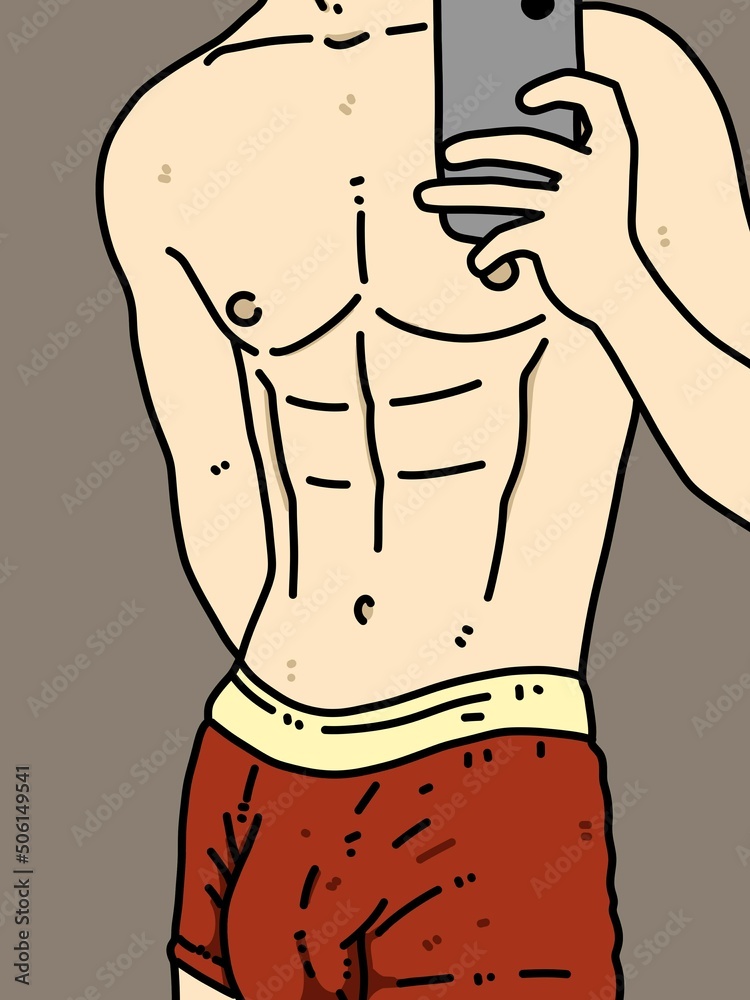 Fototapeta premium body man cartoon on brown background