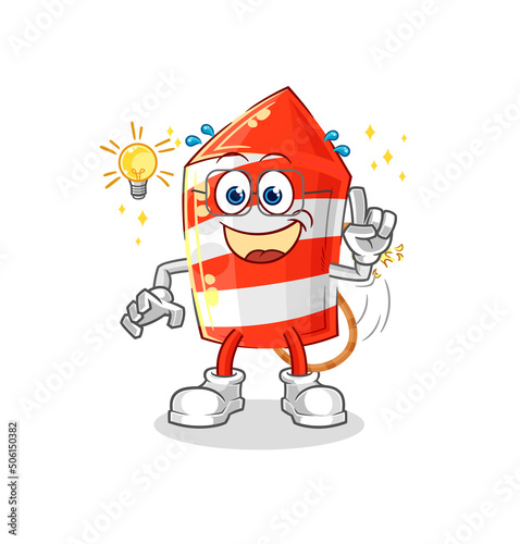 fireworks rocket got an idea cartoon. mascot vector