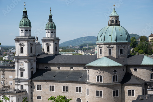 Side of 17th-century Salzburg Cathedral (Cathedral of Saints Rupert and Vergilius) in Austria photo