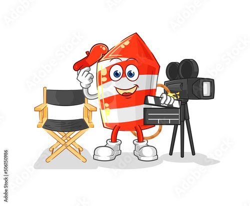 fireworks rocket director mascot. cartoon vector