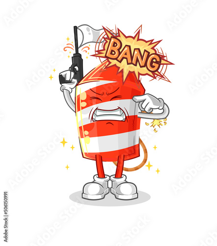 fireworks rocket warning shot mascot. cartoon vector