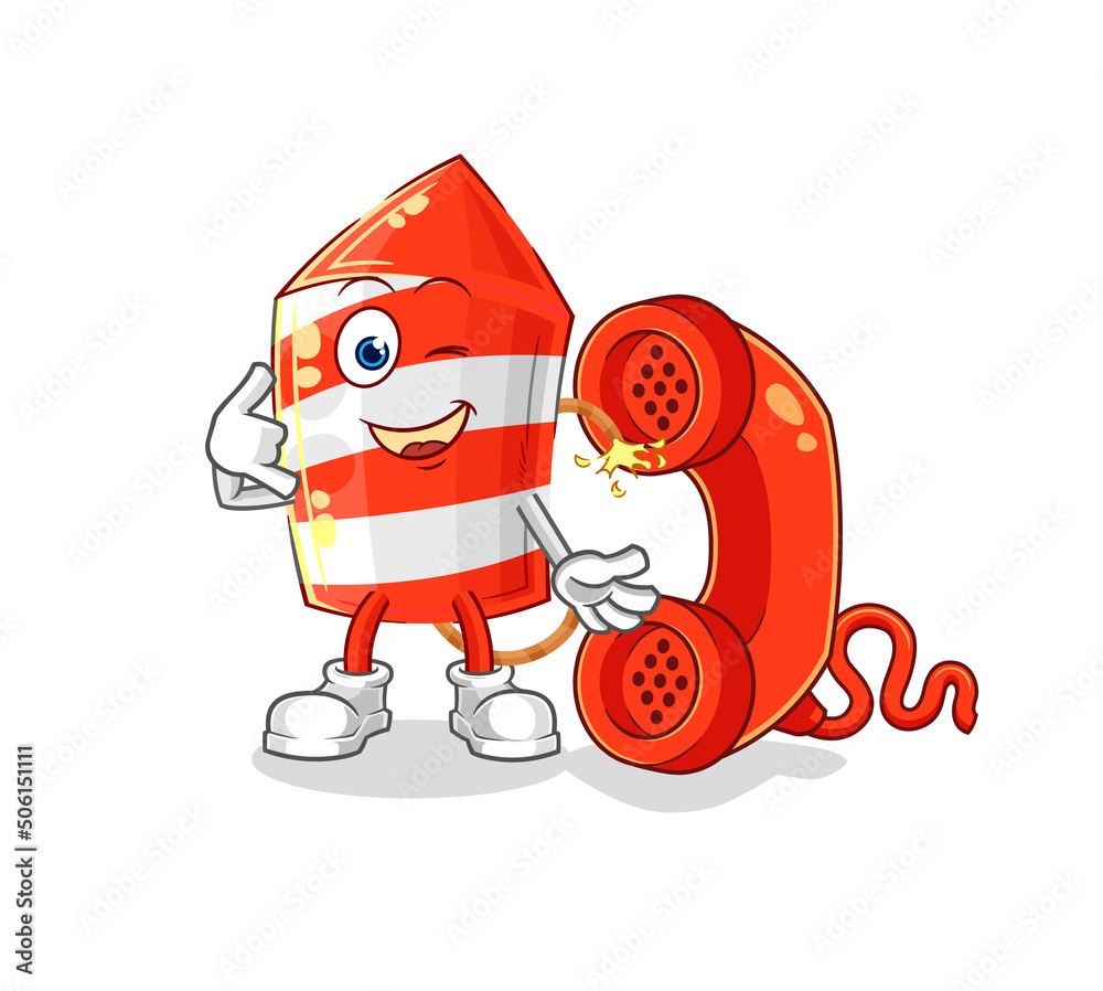 fireworks rocket call mascot. cartoon vector fireworks rocket call mascot. cartoon vector