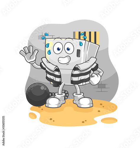 fridge criminal in jail. cartoon character