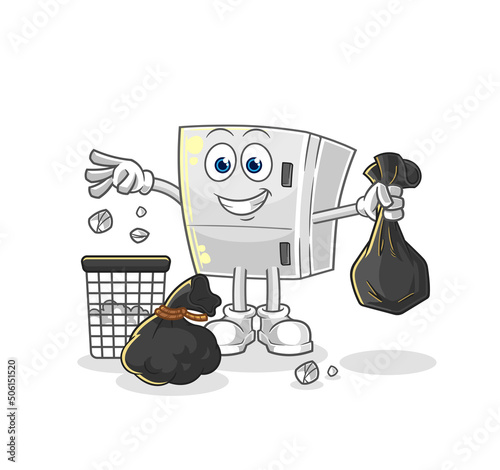 fridge Throw garbage mascot. cartoon vector