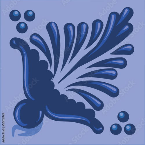 art mexican Talavera design traditional in blue vector 
