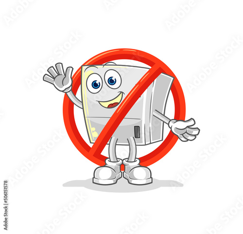 say no to fridge mascot. cartoon vector