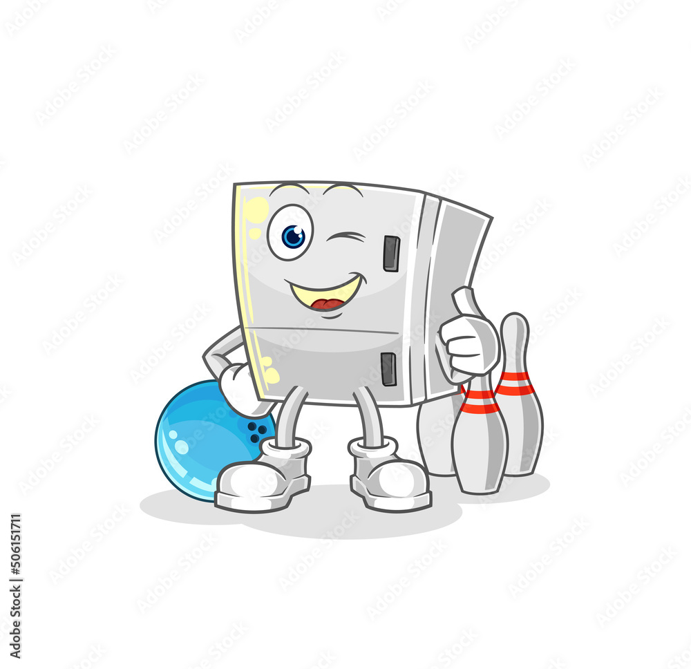fridge play bowling illustration. character vector fridge play bowling illustration. character vector