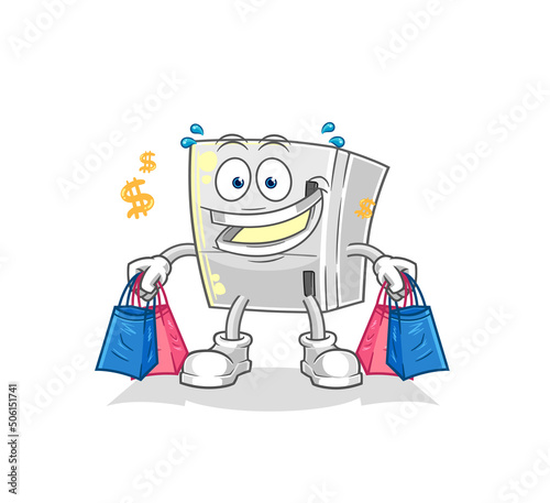 fridge shoping mascot. cartoon vector