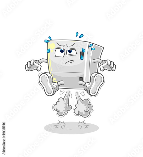 fridge fart jumping illustration. character vector