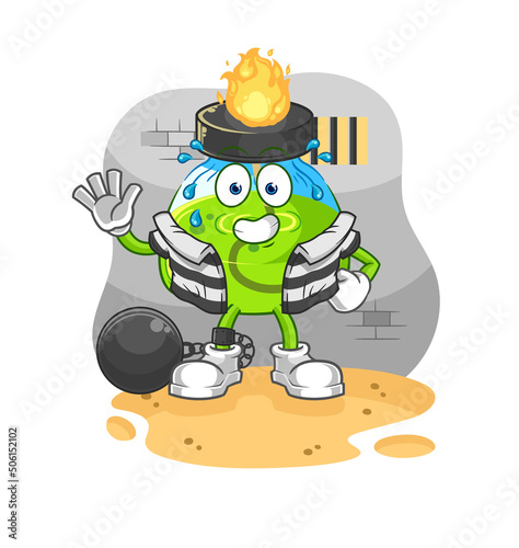 laboratory spirit lamp criminal in jail. cartoon character