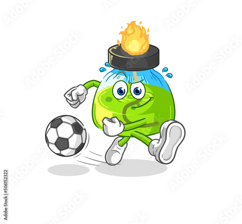 laboratory spirit lamp kicking the ball cartoon. cartoon mascot vector