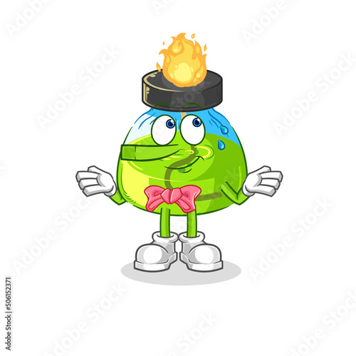 laboratory spirit lamp lie like Pinocchio character. cartoon mascot vector