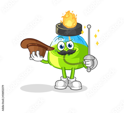 laboratory spirit lamp fencer character. cartoon mascot vector