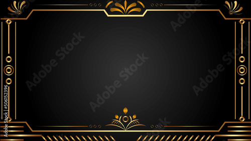 Ornamental floral corner frame luxury background. Gradient golden luxury frame template