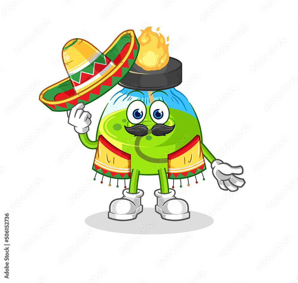 laboratory spirit lamp Mexican culture and flag. cartoon mascot vector laboratory spirit lamp Mexican culture and flag. cartoon mascot vector