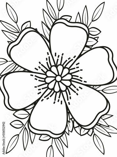 Forest flowers and leaves. Beautiful bouquet. Vector coloring book for adults and children. Hand-drawn illustration. Floral ornament is good for web  print  and stencil