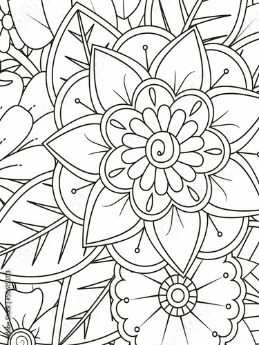 Forest flowers and leaves. Beautiful bouquet. Vector coloring book for adults and children. Hand-drawn illustration. Floral ornament is good for web  print  and stencil